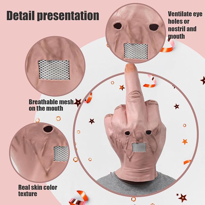 Middle Finger Full-Head Latex Mask
